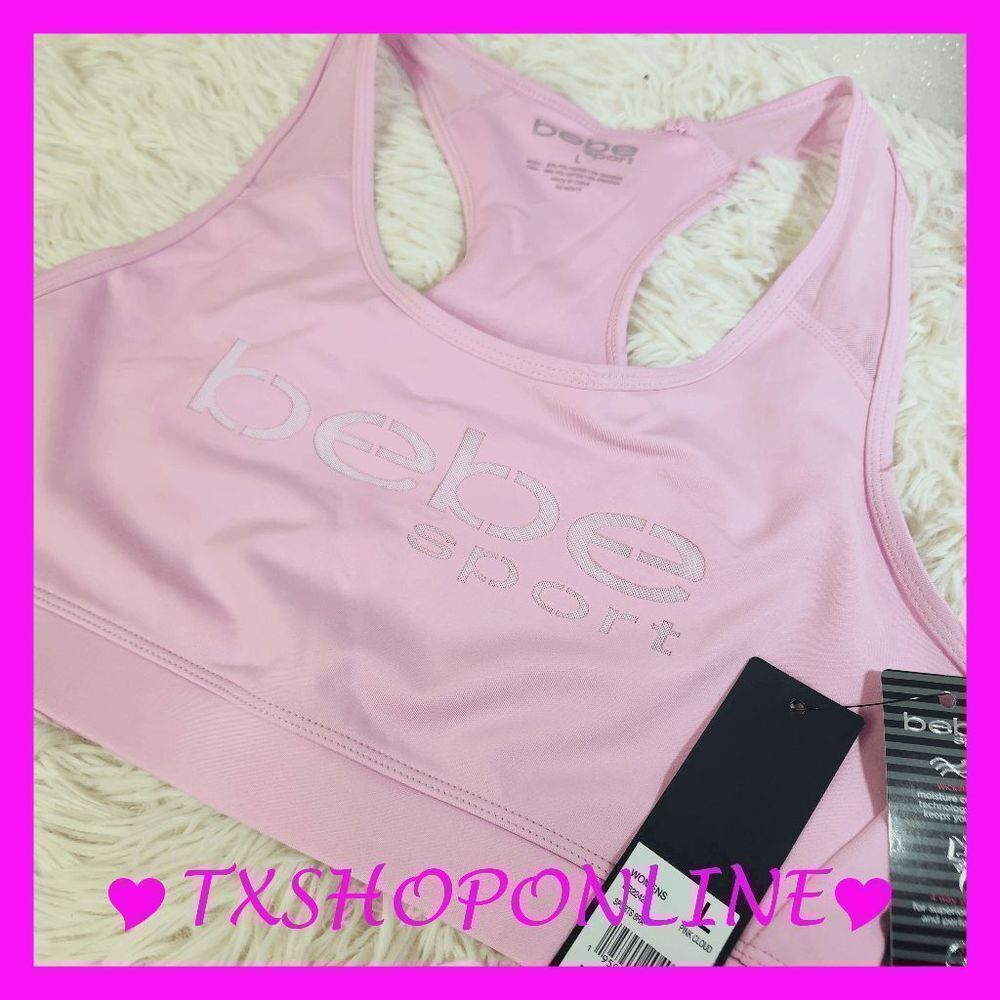 Bebe sports interlock laser cut bra NWT $49